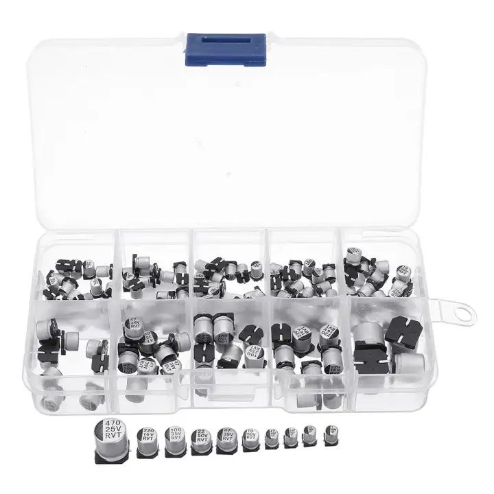 145pcs C0035 SMD 0.47 to 470uF Electrolytic Capacitors Assortment Kit, 10 Values - b