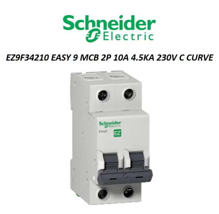 SCHNEIDER EZ9F34210 EASY 9 MCB 2P 10A 4.5KA 230V C CURVE