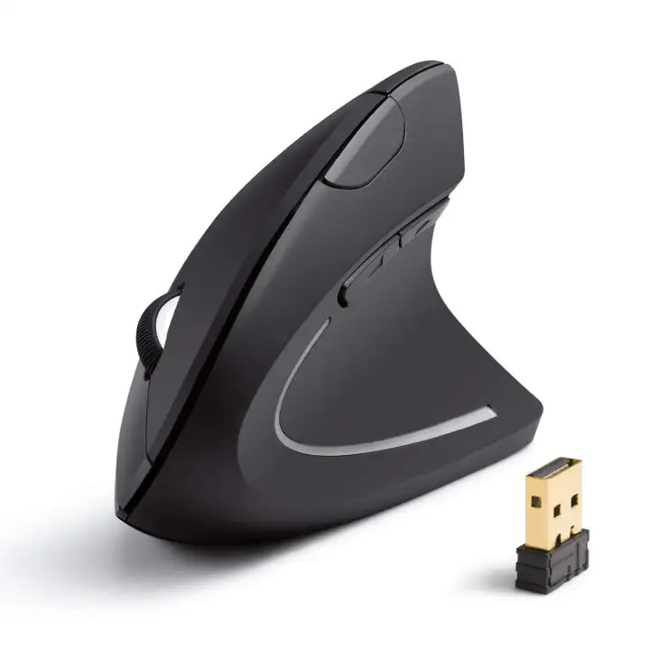 Anker AK-UBA 2.4G Wireless Vertical Ergonomic Optical Mouse, 800/1200 /1600 DPI, 5 Buttons for Laptop, Desktop, PC, Macbook - Black