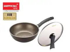 Happycall 28cm Induction Non Stick Chef Wok With Glass Lid Periuk Non Stick Periuk Korea Gold Ih Series Lazada