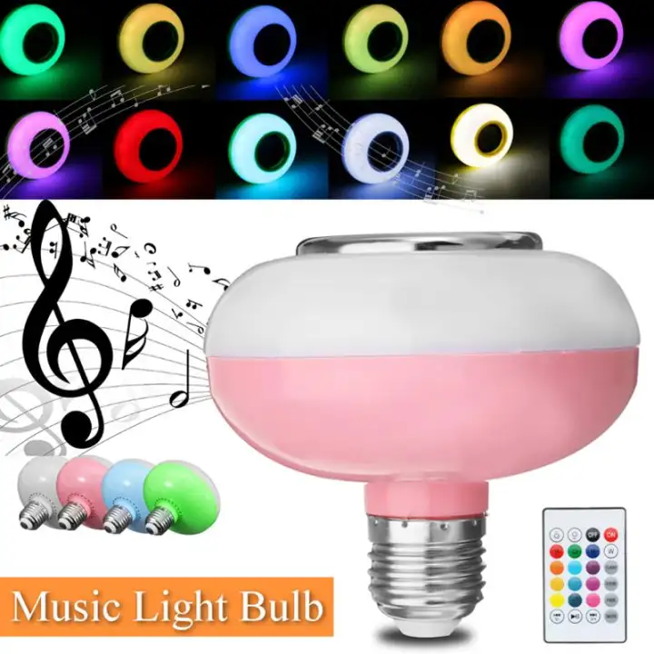 RGB Smart Bluetooth Music Light Bulb Music Ceiling Lamp Bluetooth/Remote Control (Pink Shell) - Powder shell