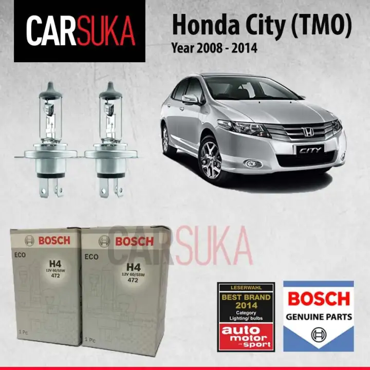 Bosch Headlamp HeadLight H4 Light Bulbs for Honda City (TMO) 5th  Gen,year2008 - 2014 (100% Genuine Bosch Malaysia)