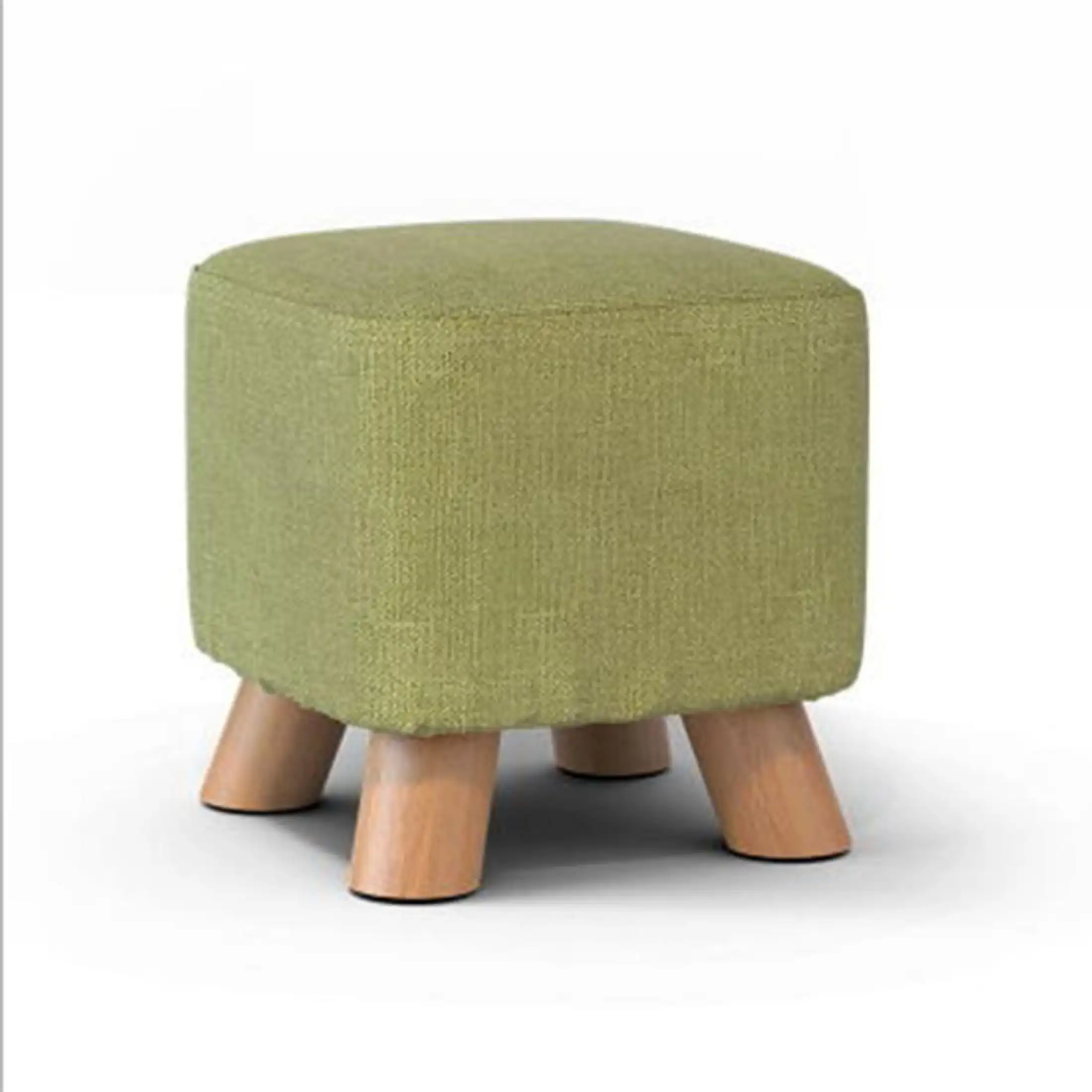 2Pcs Square Wooden Wood Footstool Ottoman Pouffe Chair Stool Fabric Cover
