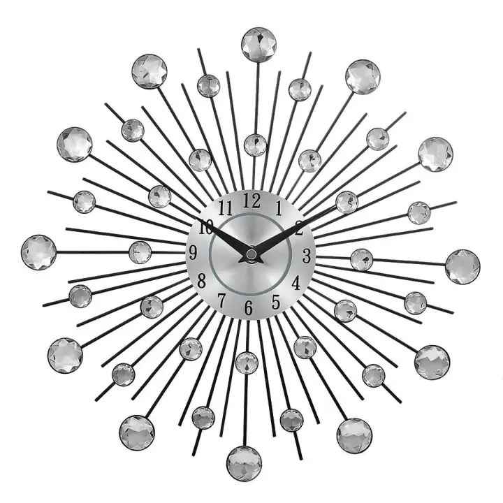 Fashionable Crystal Luxury Metal Wall Clock Home Living Room Bedroom Dining  Room, Study Room, Hallway Art Decor Decoration Diameter 13 Inch Jam