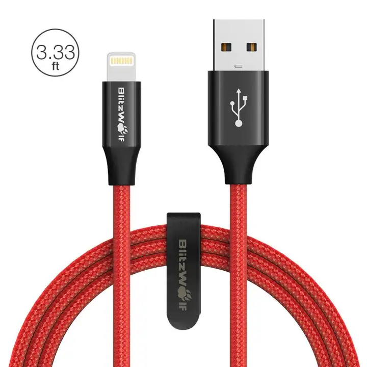BlitzWolf AmpCore Trendy Turbo BW-MF9 2.4A Braided Lightning Charging Data Cable 3.33ft with MFi for  8 Plus X -