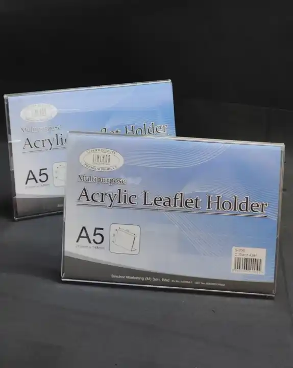 Acrylic Display / Leaflet Holder L A5 (L-Shape -Horizontal) / Brochure Leaflet Catalog QR Code Menu Stand CounterStand - (S206-A5H) - 210mm x 148mm