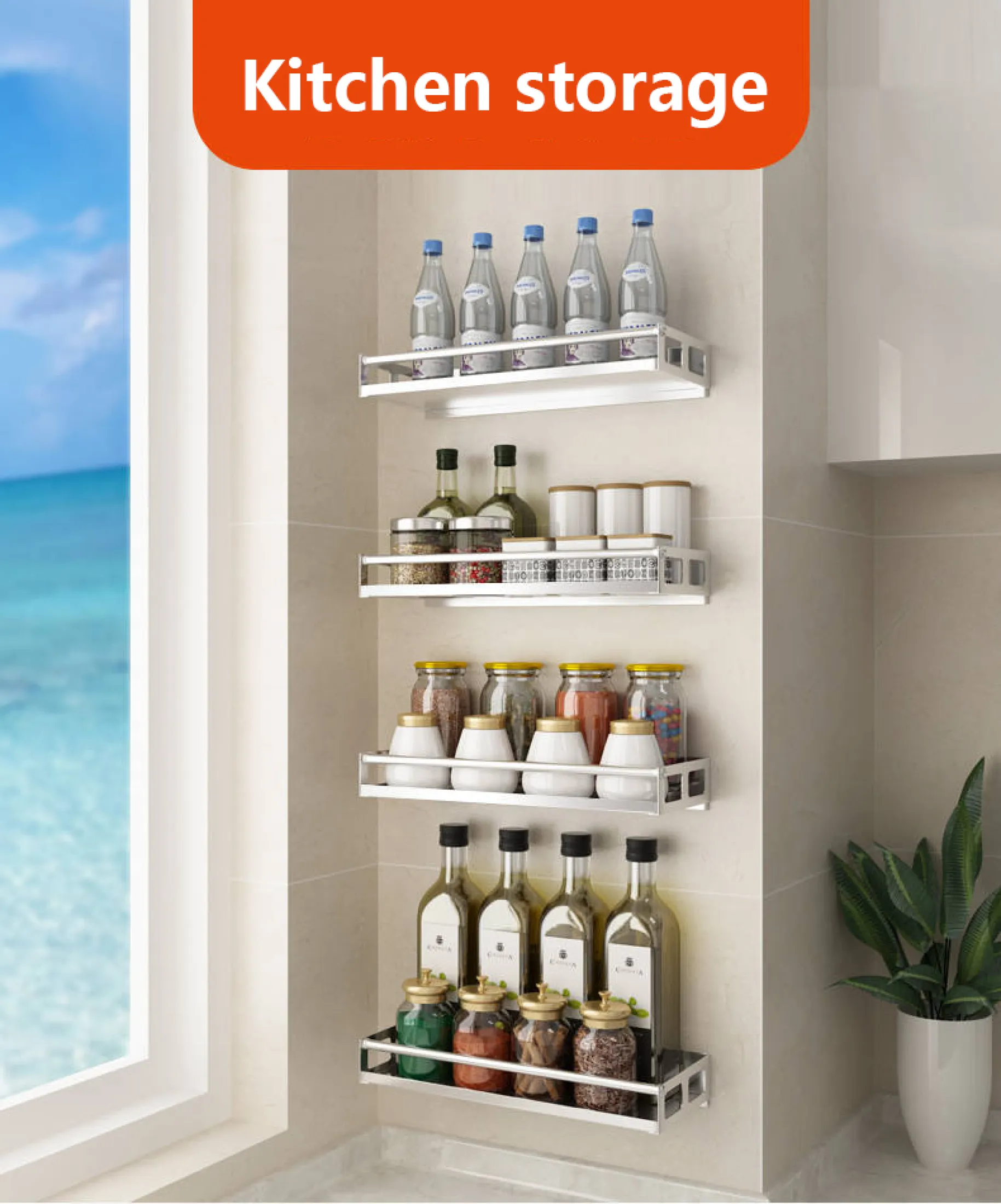 Kitchen Shelf For Storage Organizer, Kitchen Storage Shelves Metal