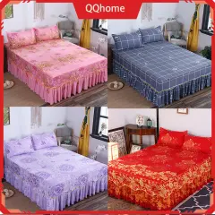 All Season Bed Sheet Bed Skirt Mattress Protector Cover Cadar Bed Cover Non Slip Mattress Fitted Sheets Single Double Queen Size Bedsheet Lazada
