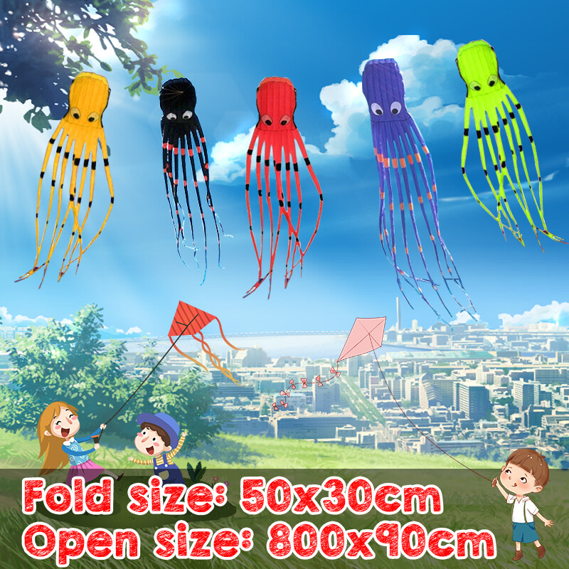 26ft 8m 3D Huge Octopus Kite Single Line Soft Outdoor Fun Sport Game Kids 