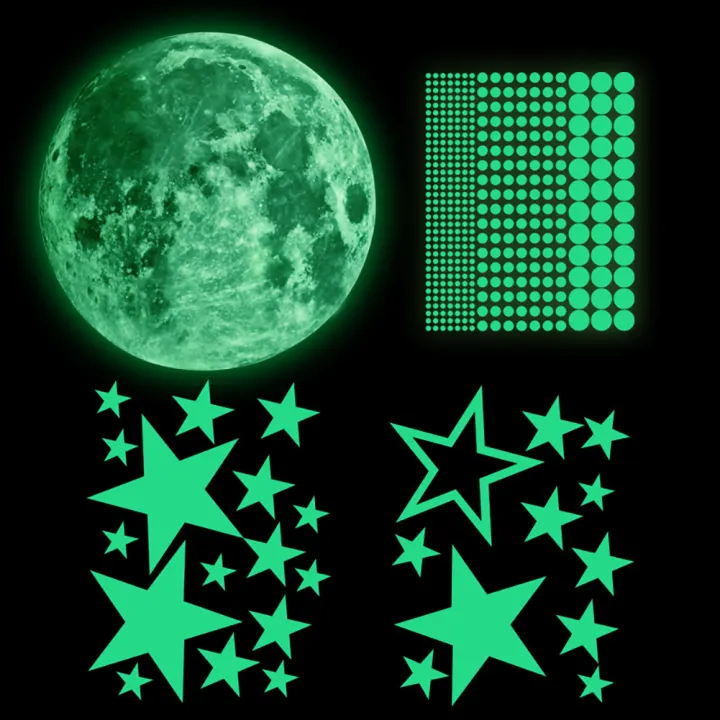 3D Luminous Moon Wall Sticker Creative Home Decoration PVC Luminous Moon Sticker