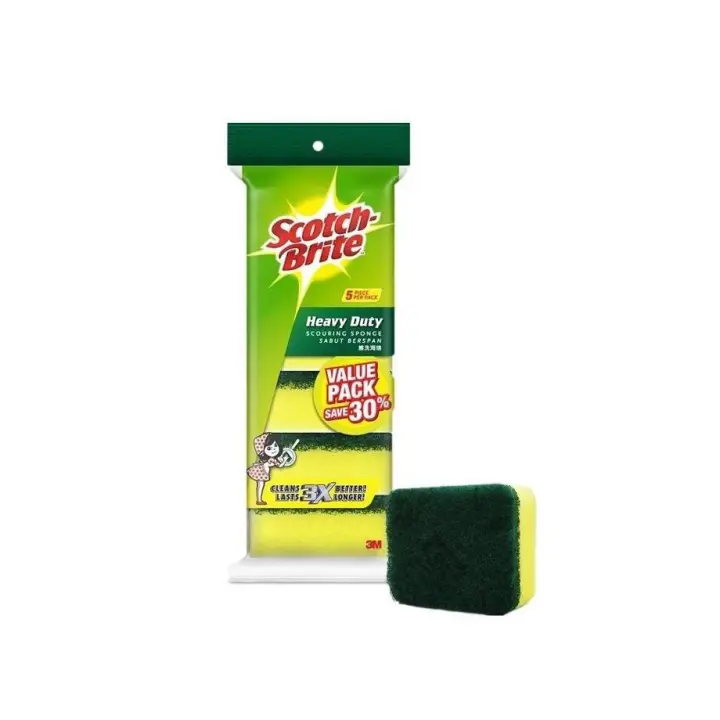 3m Scotch Brite 21 5 Scouring Sponge 5 Pcs Span Basuh Pinggan Mangkuk 3m Sponge Lazada
