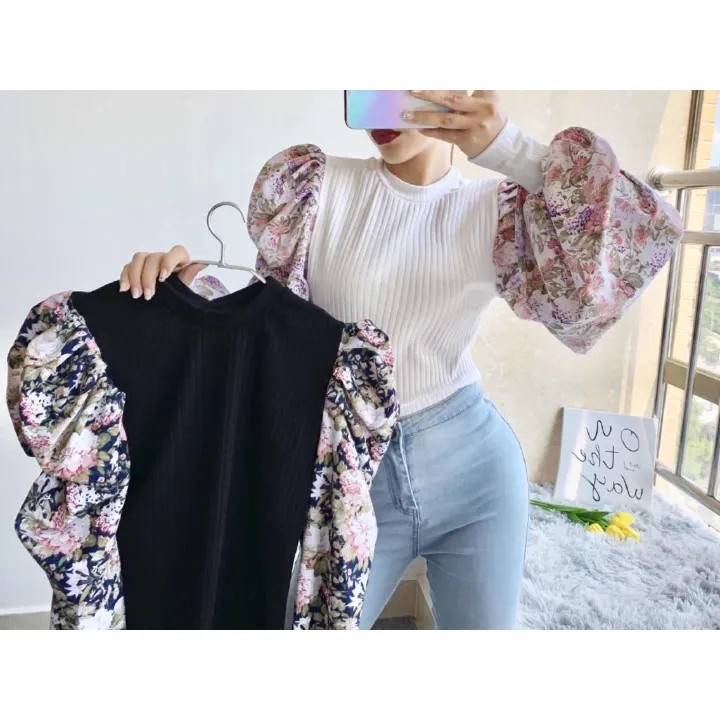 Korean Style Women Ladies Bubble Puff Long Sleeve Shirt Blouse Baju Baju Wanita Lengan Panjang Kemeja Lazada Singapore