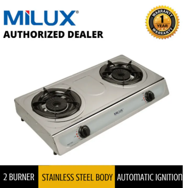 Milux Stainless Steel Double Burner Gas Stove Dapur Gas Mss 1022 Mss1022 Lazada