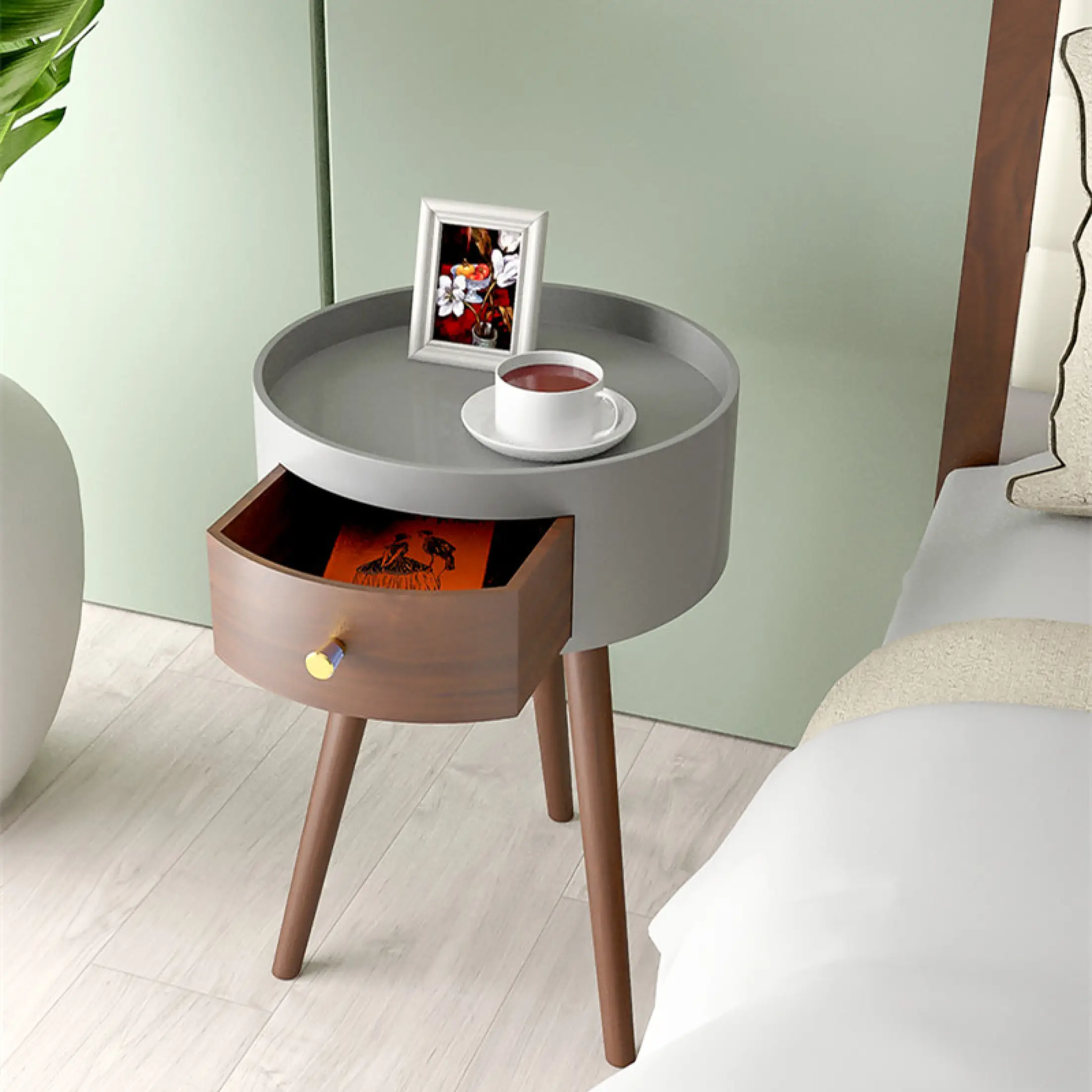 Side Tables Minimalist Small Bedroom, Small Round End Tables With Drawers