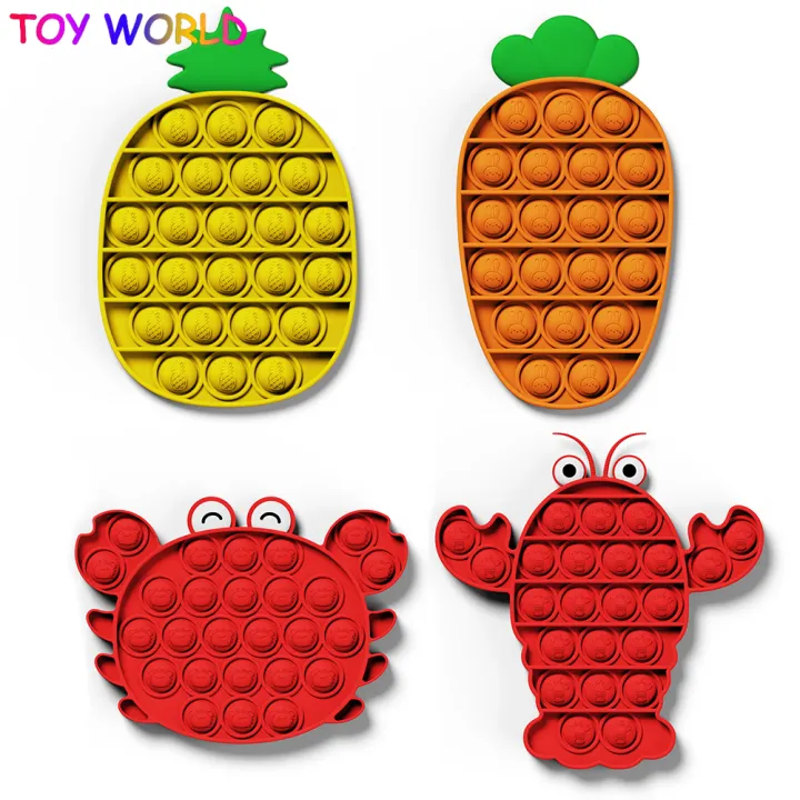 1Set pop it fidget toy crab carrot pineapple lobster fidget toys full set box all fidgets Bubble Fidget Sensory Push Toy tiktok Stress Reliever Relief Toys Special Needs Silent Classroom