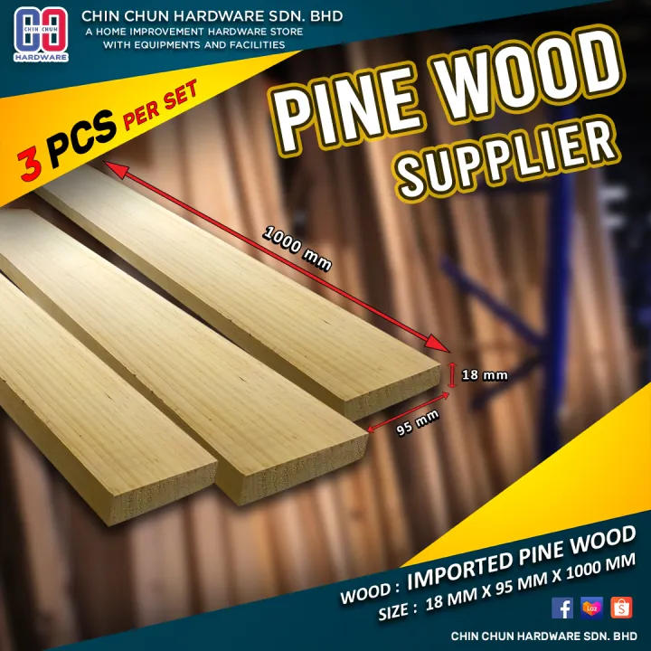 3 Pcs X New Original Plain 18mm X 95mm X 1 0m Pine Wood Planed Pinewood Pallet Kayu Pine Kayu Pallet Timber Pinewood Wood Stick