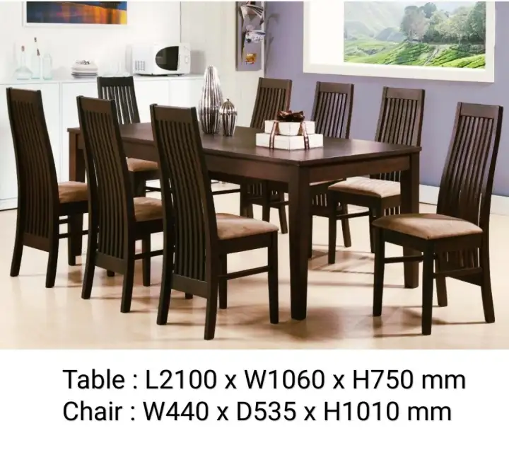 Solid Wood 8 Seater Dining Table Set, Wooden Dining Table With 8 Chairs