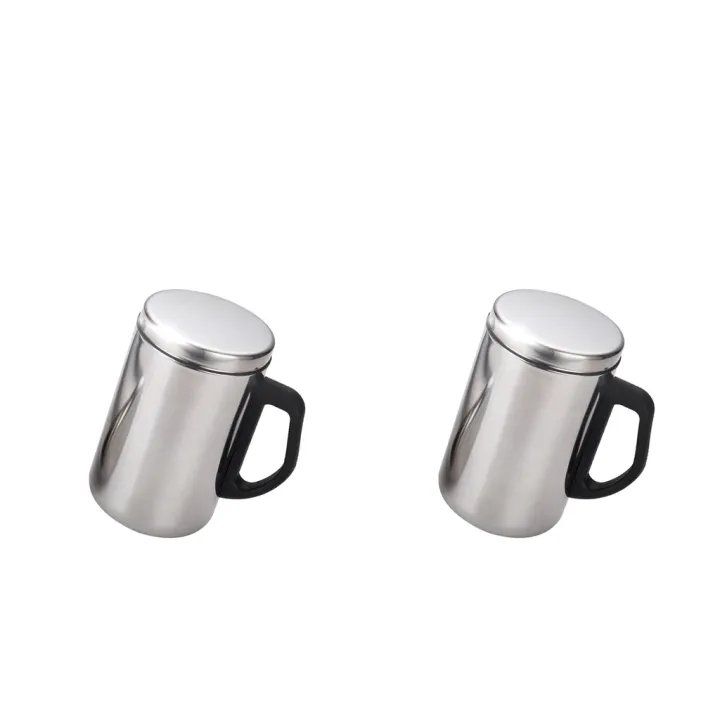 Dolity 2Pcs Keluli Tahan Karat Kereta Piala Kopi Teh Cawan Vakum 