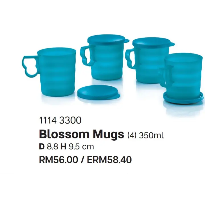 Tupperware Blossom Mugs (4) 350ml