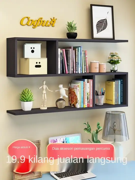Rak Dinding Tanpa Lubang Kreatif Sekatan Papan Rak Buku Sekatan Ruang Tamu Sofa Dekorasi Dinding Kabinet Gantung Rak Lazada