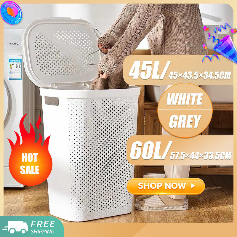 Giỏ Đựng Đồ Giặt Bằng Nhựa Lớn 60L Có Nắp Đậy Giỏ Đựng Quần Áo Phòng Tắm Phòng Ngủ Giỏ Đồ Chơi, Giỏ Đựng Đồ Giặt Gia Dụng Nhật Bản Có Nắp