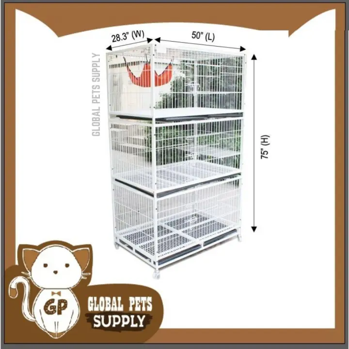 Global Pets Supply Sangkar Kucing 3 Tingkat / Cat Cage 3 Level Extra Large  XXL 110