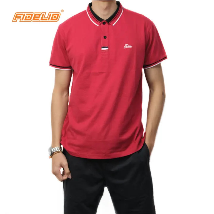 Fidelio Lining Collar Basic Polo Shirt Baju Lelaki Berkolar Lengan Pendek Lazada