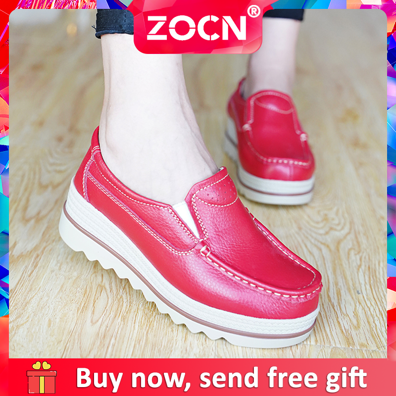 ZOCN Phụ Nữ Nêm Giày Dày-Đế Nữ Giày Nền Tảng Nhỏ Giày Giản Dị Lớn Kích
