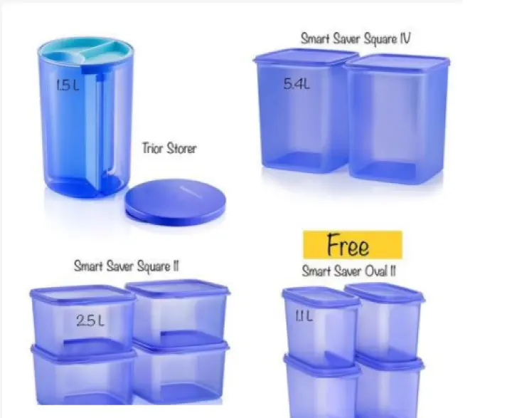 Tupperware: Smart Saver Blue Square/Oval