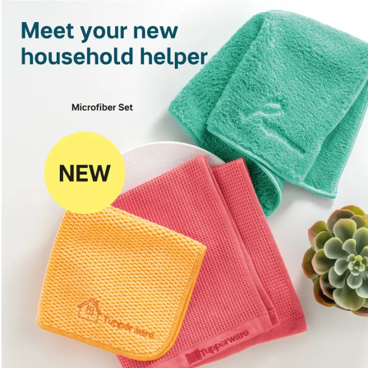 Tupperware Microfiber Cloth Towel Set - 3 pieces per giftbox ( Multipurpose Towel / Dust Towel / Window Towel )