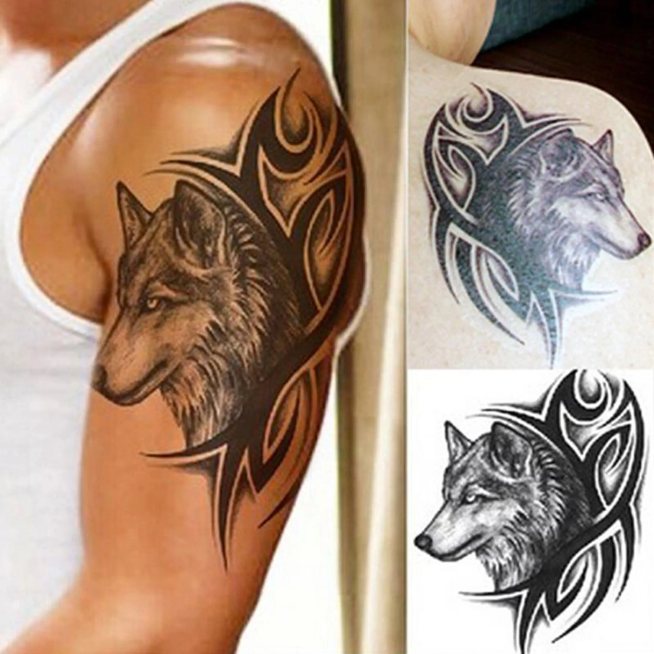 Beautybigbang Tato Wajah Serigala Kopf Stiker Tato Lengan Untuk Wanita Lazada Indonesia