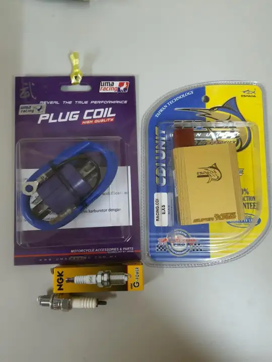 COMBO 3IN1 SET API EX5 CDI ESPADA + COIL UMA RACING + NGK G-POWER G POWER  WAVE100 WAVE100R KRISS100 MR1 CT100 DEMAK SYM EVO DREAM HIGHPOWER