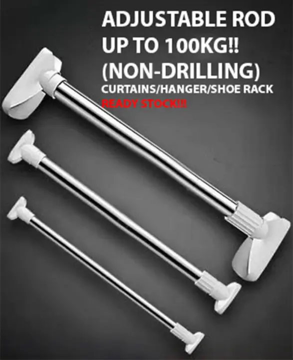 Fabits Multifunction Adjustable Rod 150 280cm 25mm Thick For Curtain Hanger Shoe Rack Penyidai Baju Tuala Penyangkut Baju Dinding Batang Langsir Tirai Ampaian Baju Lazada