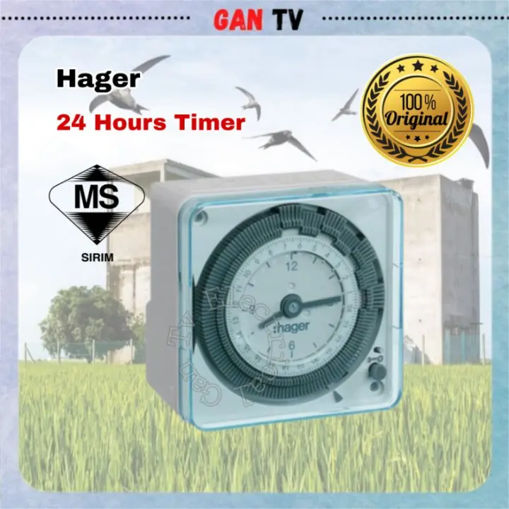 Original Hager 24 Hours Programme Timer Swiftlet Farming Agricultural Use Analog Analogue Time Switch Sirim EH711