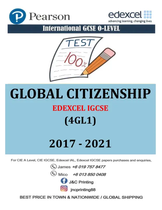 EDEXCEL IGCSE GLOBAL CITIZENSHIP 4GL1 2017-2021 (PAPER 1) PAST YEAR PAPER