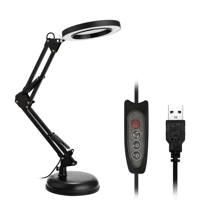 5x Magnifying Glass Desk Lamp Magnifier, Desktop Led Lamp With Magnifier