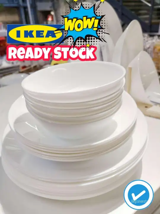 Pinggan Mangkuk I K E A Kaca Putih Ready Stock Lazada