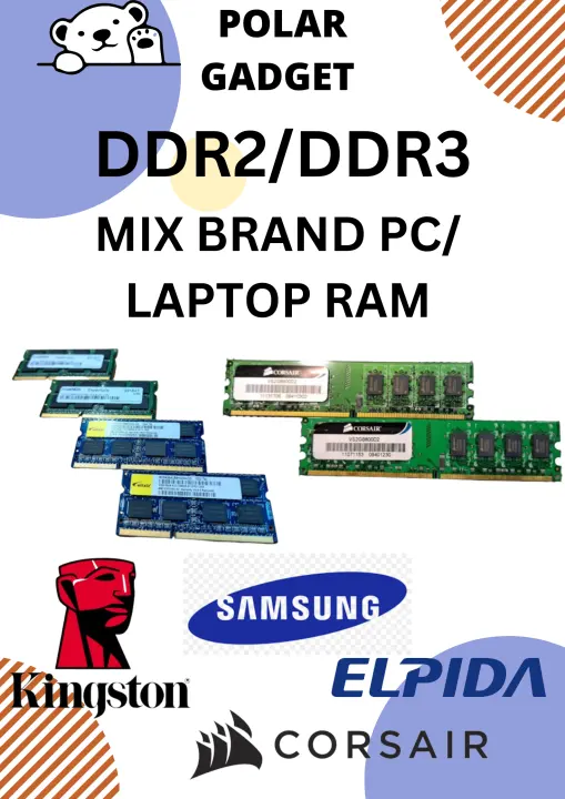 (USED) Mix Brand Ram - 1GB 2GB 4GB DDR2 DDR3 PC Desktop Laptop Notebook Memory 667 800 1333 Mhz