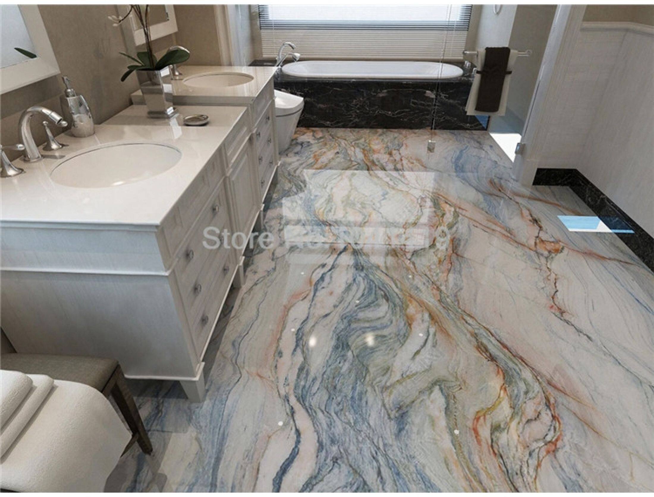 Pvc Self Adhesive Waterproof Wallpaper Marble Floor Tiles Murals Bathroom Non Slip Wall Paper Flooring Home Decor Stickers Lazada Ph Pvc Self Adhesive Waterproof Wallpaper