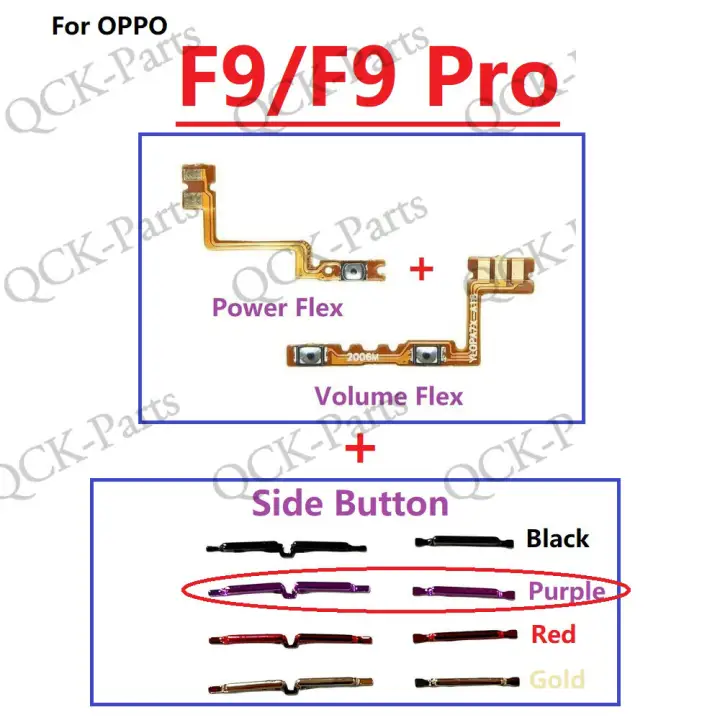 For OPPO F9 Pro Power on / off Switch Button Side Volume Up Down Buttons Flex Cable Replacement