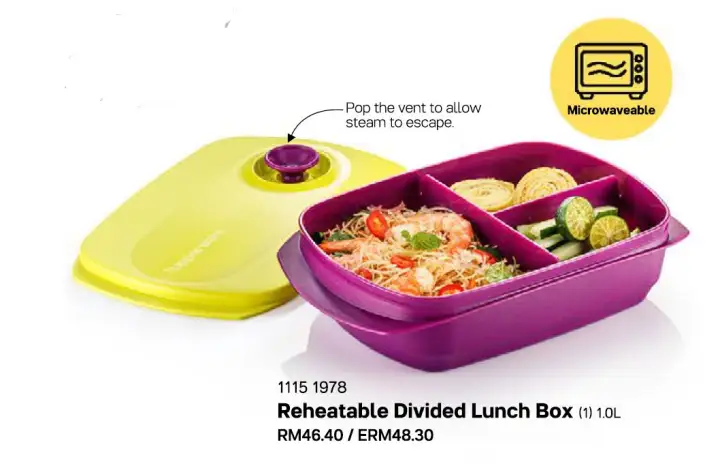 Tupperware Reheatable Divided Lunch Box (1) 1.0L