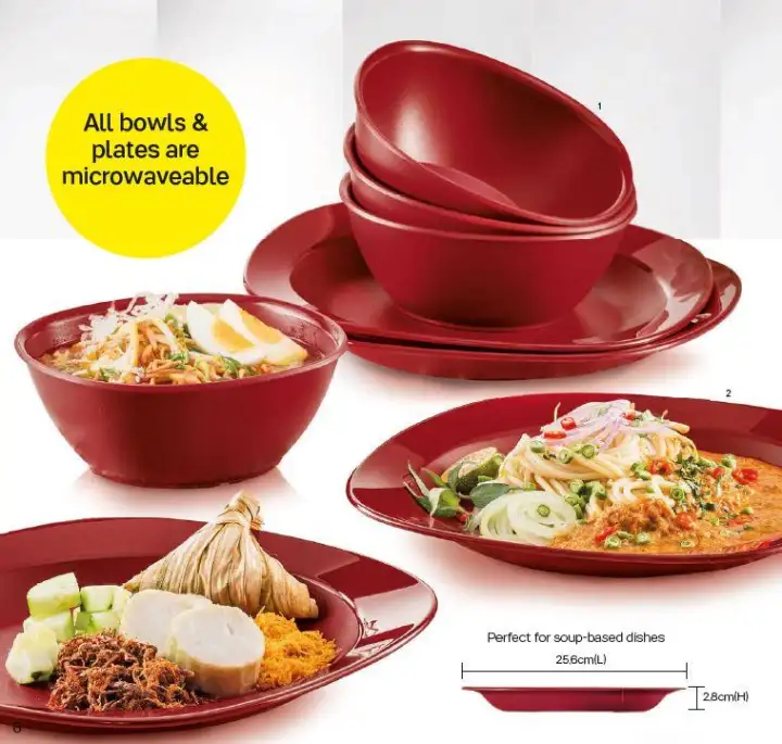 Tupperware Royal Red Bowl OR Dining Plate Set