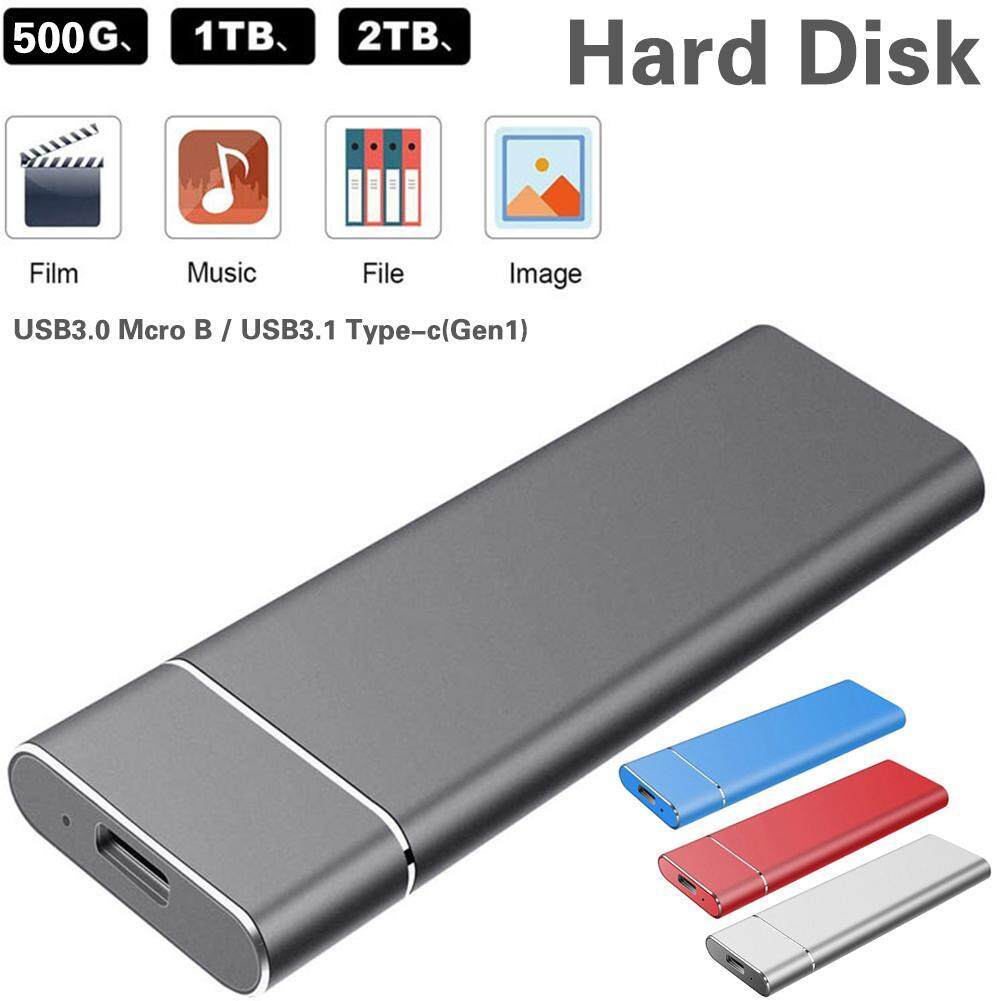 Portable External Solid State Drive 2TB Ultra-Slim SSD 2000GB USB 3.1 Type-C Hard Drive SSD Compatible with Desktop,Notebook,Mac,Android 2TB, Silver