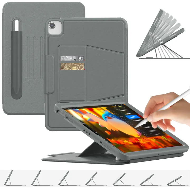 Multi-Angle Magnetic Stand,Pencil Holder,Card Slots Shockproof Protective Case with Auto Wake/Sleep Smart Case for iPad Air 5th/4th,for iPad Pro 11 inch 2022/2021/2020/2018,for iPad 10th 9th 8th 7th Gen 6th 5th Gen,Air 2,Mini 7 6 5 4