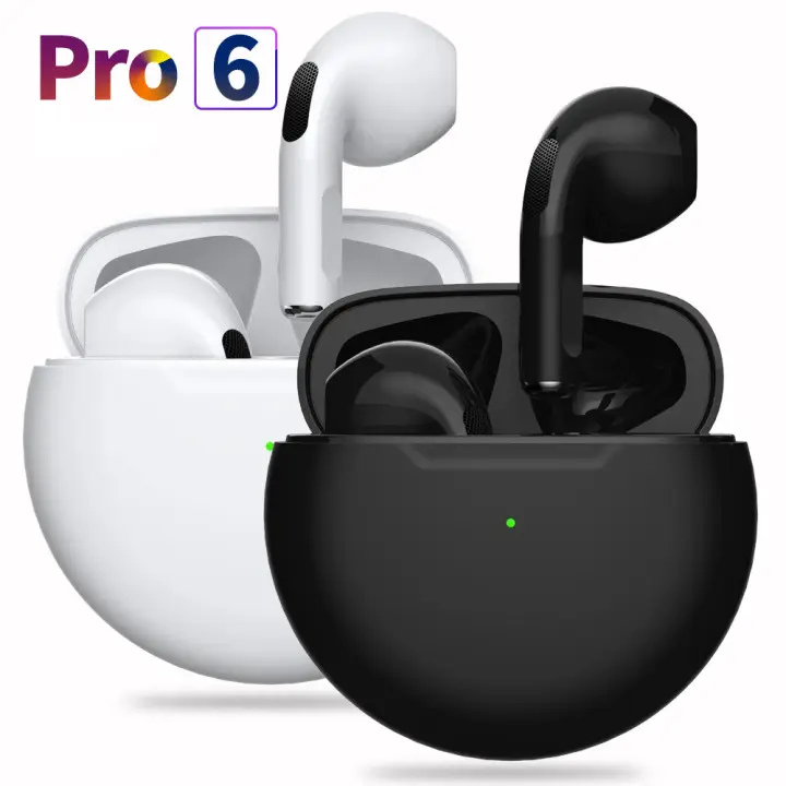 Pro6 True Wireless Earbuds Bluetooth Earphone Touch Control with Mic Waterproof TWS Stereo Headphone Headset Sport