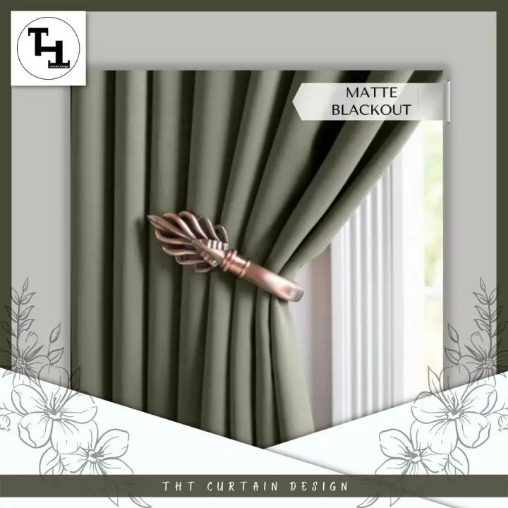 B8 Ready Made Curtain Blackout Siap Jahit Langsir Free Eyelet Free Ring Kain Tebal 100 Polyester Blackout Light Grey Color Matte Blackout Lazada