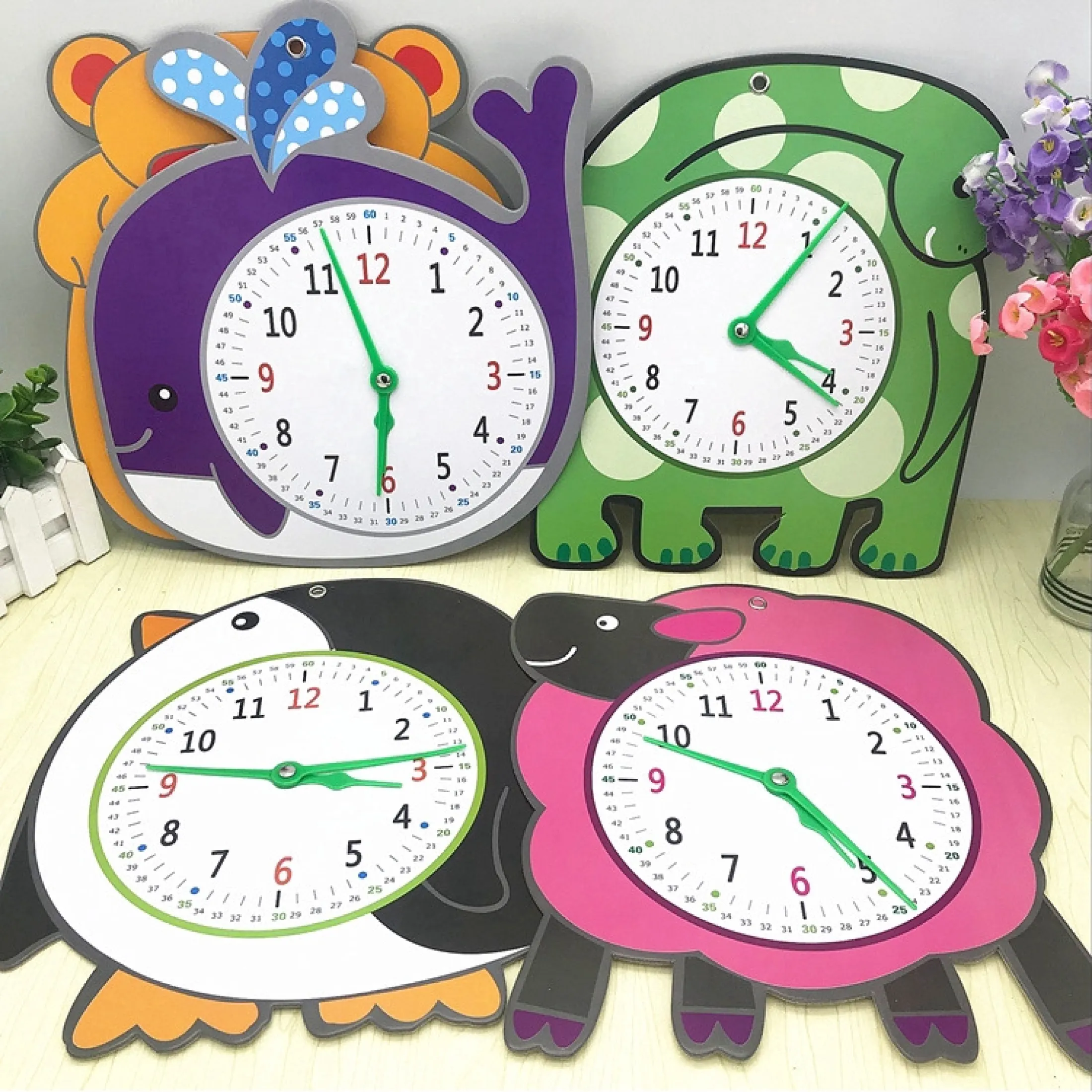 Lets Cardboard Cartoon Animal Learning Time Device Early Childhood Education Puzzle Teaching Clock Elephant Whale Dinosaur Toy Lazada Singapore