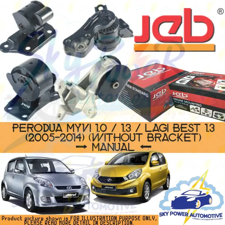 PERODUA MYVI 1.0 / 1.3 / LAGI BEST 1.3 (MANUAL) JEB ENGINE MOUNTING (SET) (WITHOUT BRACKET)