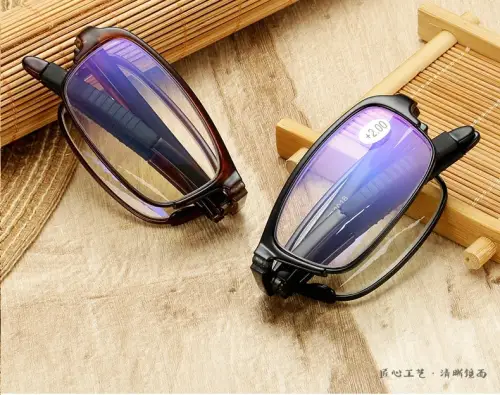 การออกแบบคลาสสิกแว่นตาอ่านหนังสือชายและผู้หญิงแว่นตากันแดดพับได้กรอบแก้วแว่นตาทีอาร์ + 1.0 + 1.5 + 2.0 + 2.5 + 3.0 + 3.5 + 4.0ฟรีกล่องซิป