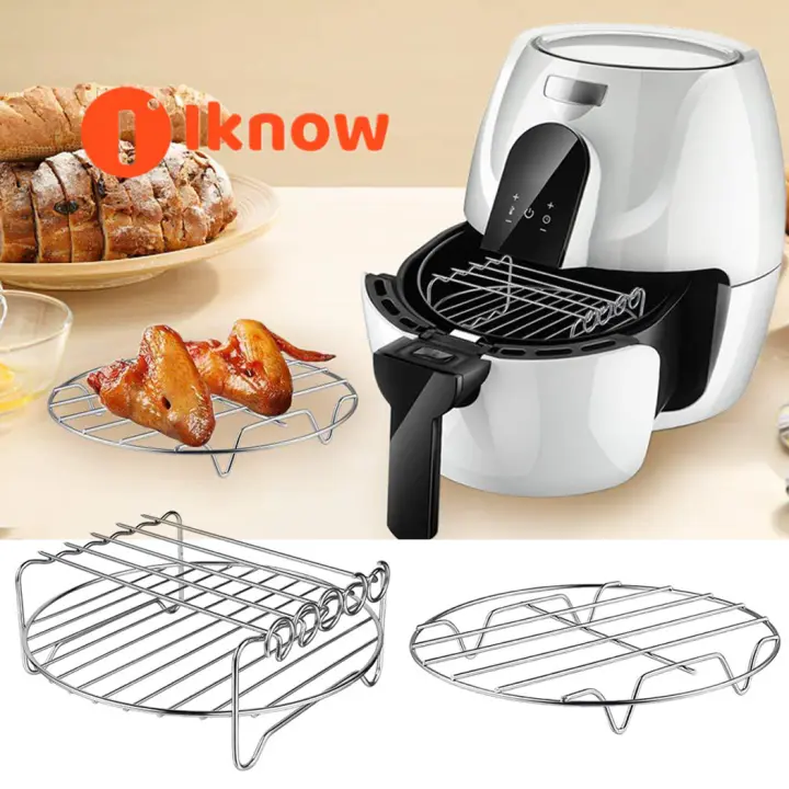 I know 2PCS Air Fryer Rack Set Creative Steaming Rack Double-layer Rack with Skewers